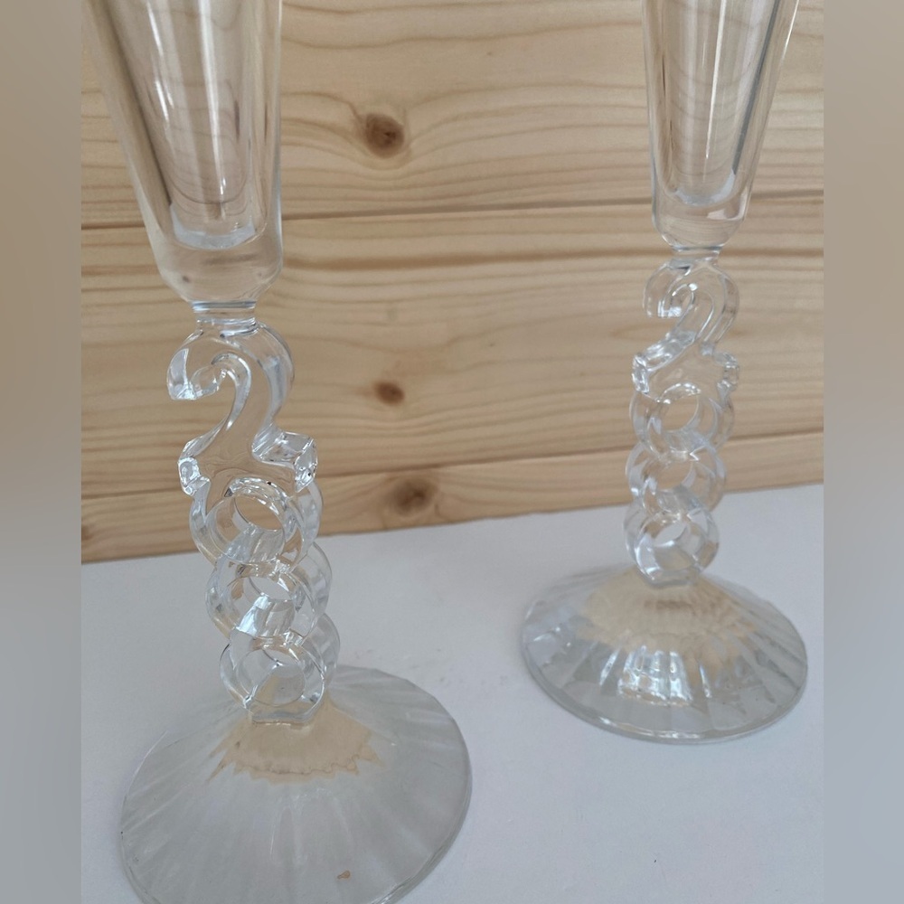 Cristal D’Arques 2000 Millennium Y2K Champagne Flutes Set of 2 Crystal Glasses - Picture 2 of 8